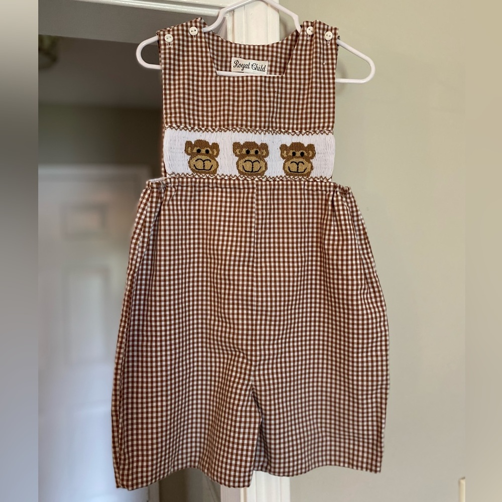 3T Royal Child smocked long john. Brown in color.